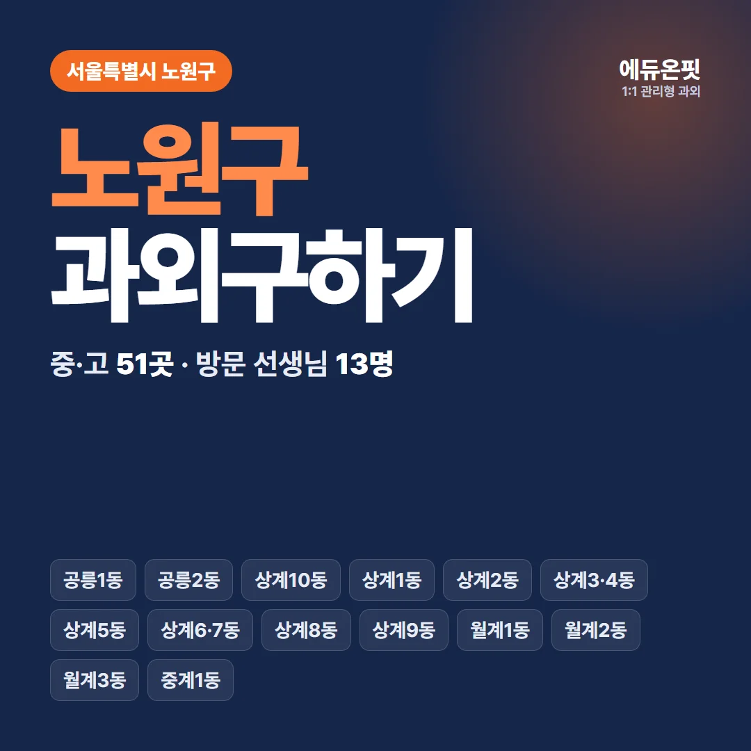 노원구 과외구하기 - 1:1 관리형 과외, 에듀온핏